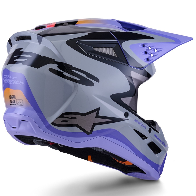 Kask motocrossowy dla dzieci Alpinestars S-M3 JETT LAWRENCE edition szaro-fioletowo-czarny