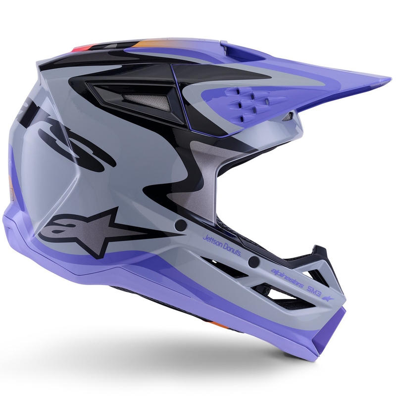 Kask motocrossowy dla dzieci Alpinestars S-M3 JETT LAWRENCE edition szaro-fioletowo-czarny