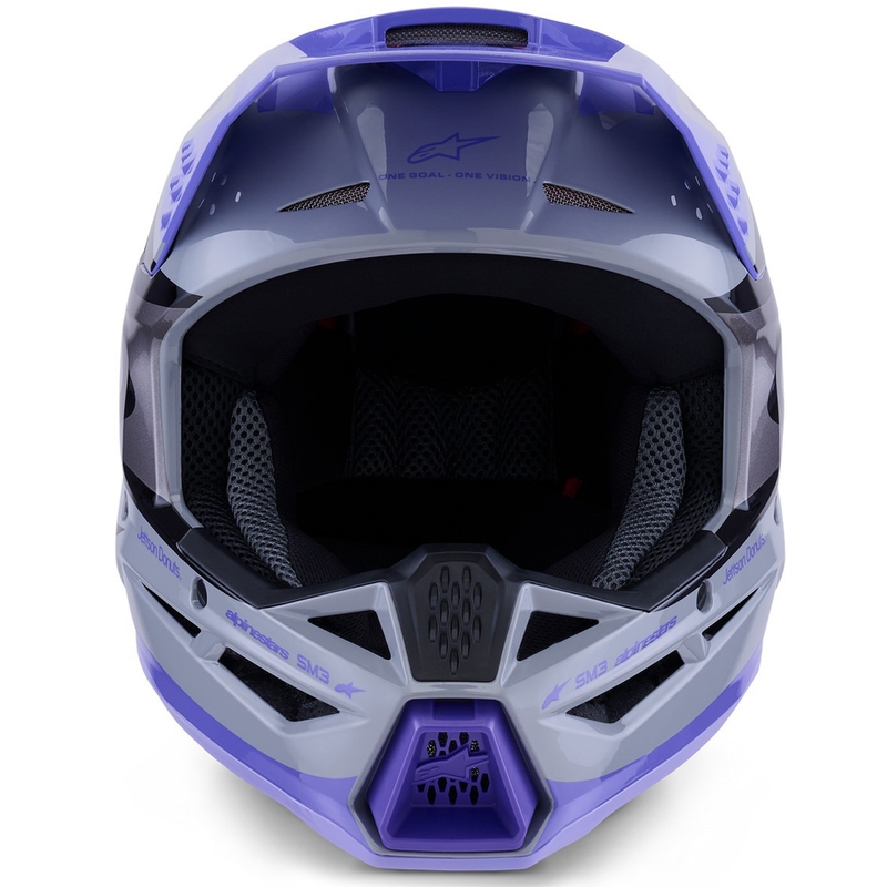 Kask motocrossowy dla dzieci Alpinestars S-M3 JETT LAWRENCE edition szaro-fioletowo-czarny