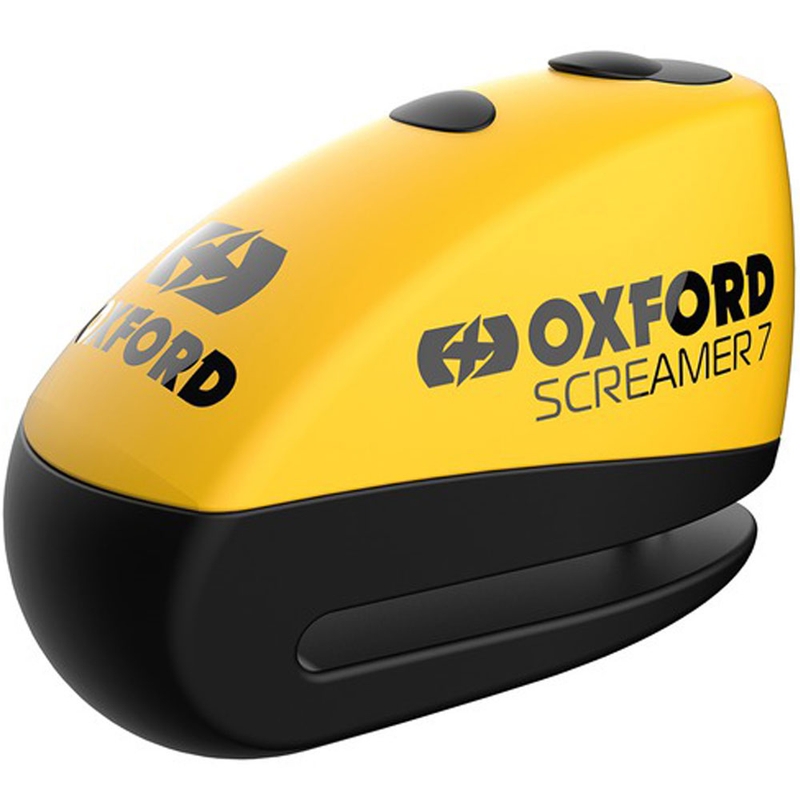 Blokada hamulca tarczowego Oxford Screamer 7 z wbudowanym alarmem żółto-czarna