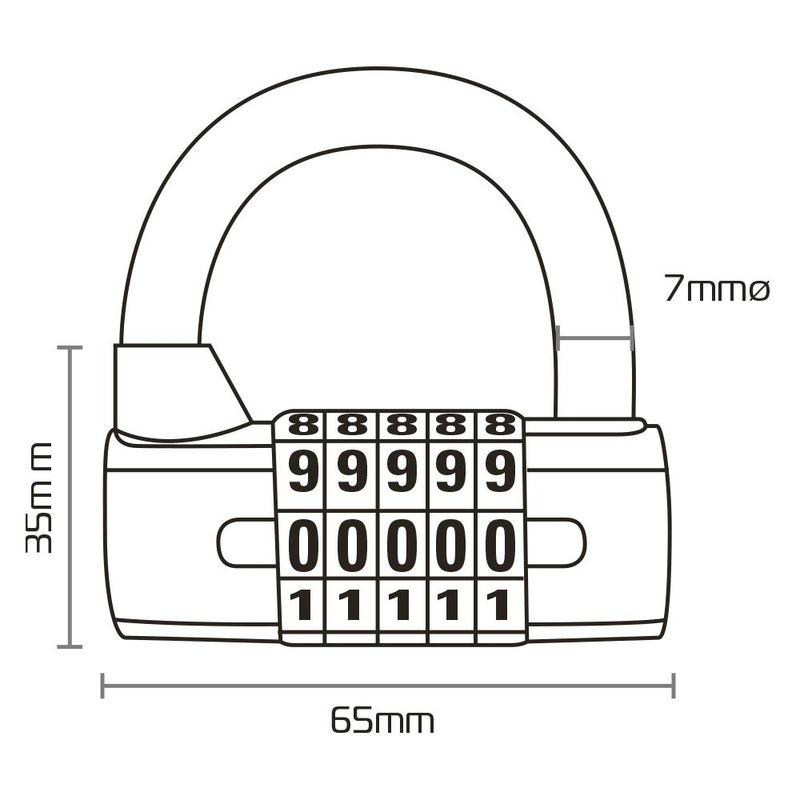Zamek Oxford 5-DIGIT U-profil czarny