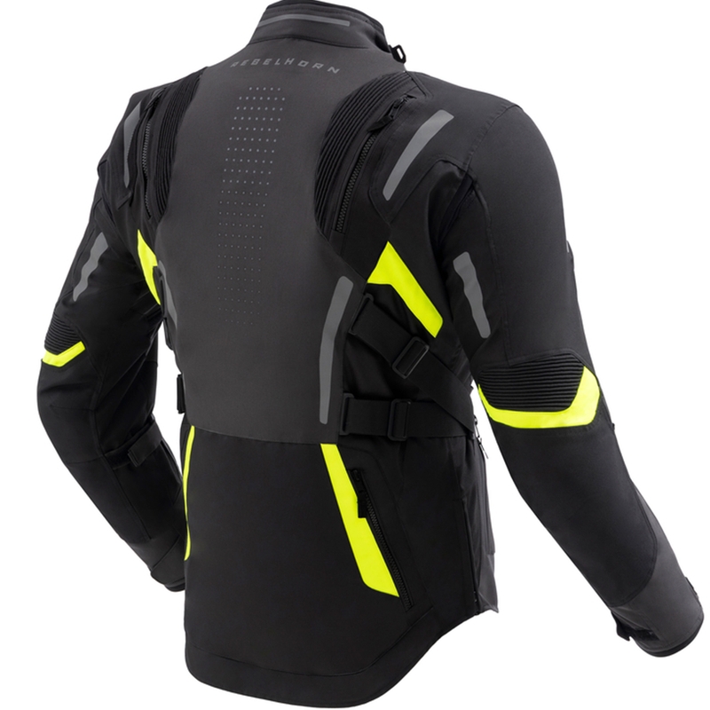 Kurtka motocyklowa Rebelhorn Hiker IV czarno-antracytowo-fluorescencyjno-żółta