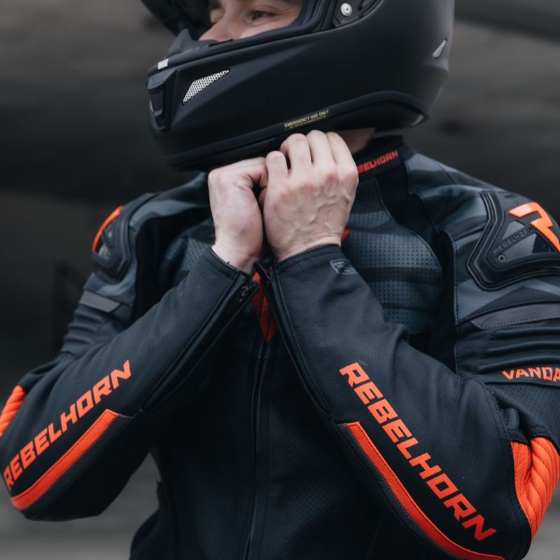Kurtka motocyklowa skórzana Rebelhorn Vandal czarno-czerwona