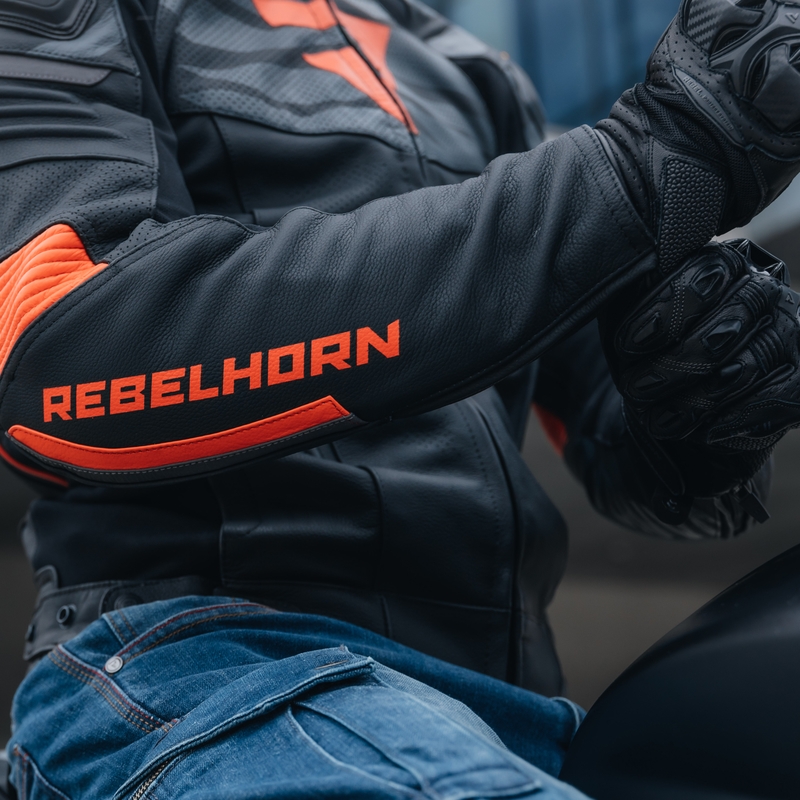 Kurtka motocyklowa skórzana Rebelhorn Vandal czarno-czerwona
