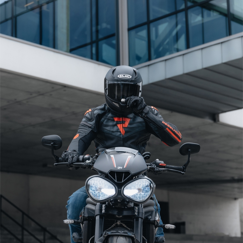Kurtka motocyklowa skórzana Rebelhorn Vandal czarno-czerwona