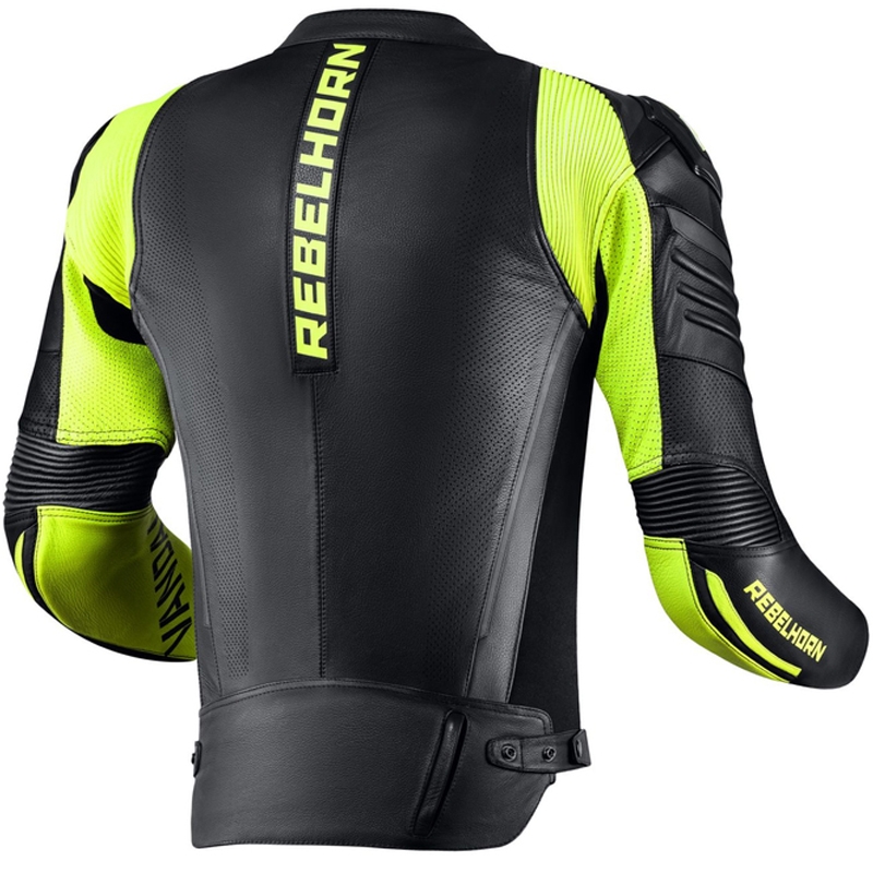 Rebelhorn Vandal Black-Fluo Yellow Leather Motorcycle Jacket wyprzedaż