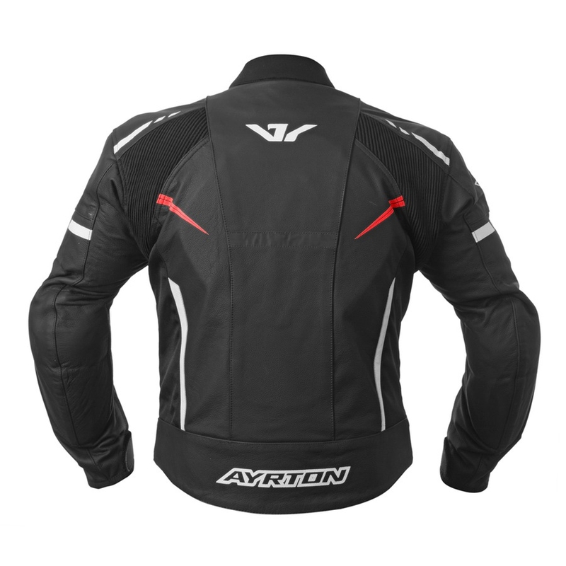 Skórzana kurtka motocyklowa Ayrton Raptor czarno-biało-fluo czerwona wyprzedaż