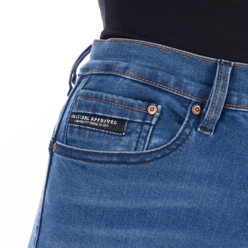 Jeansy motocyklowe damskie OXFORD SOFIA AA Slim jasnoniebieskie