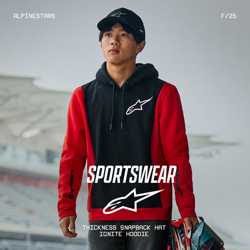 Bluza z kapturem Alpinestars Ignite czarno-czerwona