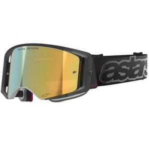 Gogle motocrossowe Alpinestars Supertech Vision Vista czarne z lustrzanymi złotymi soczewkami
