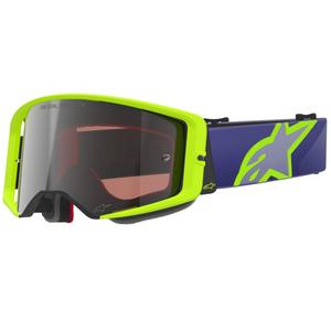 Gogle motocrossowe Alpinestars Supertech Vision Corp fioletowo-żółte z lustrzanymi srebrnymi soczewkami