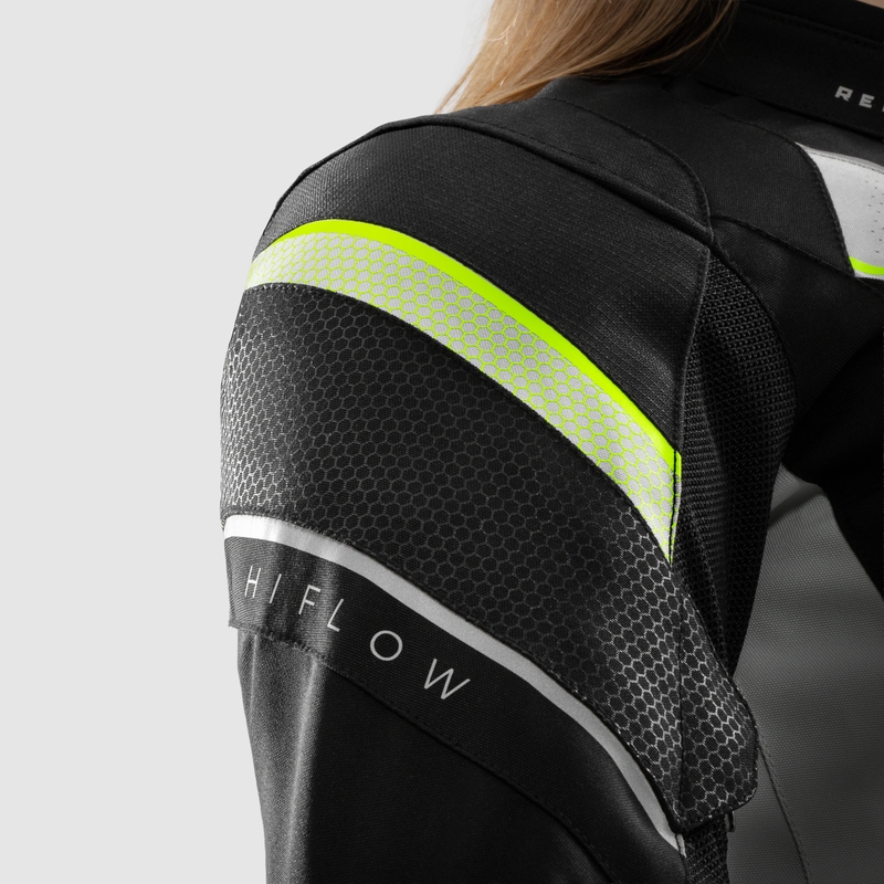 Kurtka motocyklowa damska Rebelhorn Hiflow V czarno-szaro-fluo-żółta
