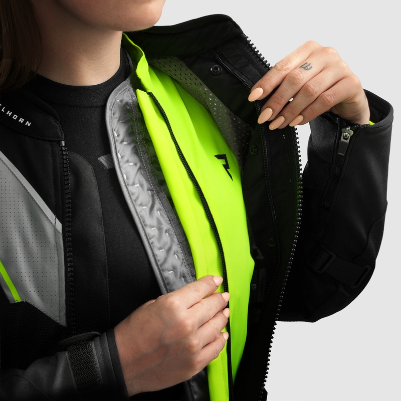 Kurtka motocyklowa damska Rebelhorn Hiflow V czarno-szaro-fluo-żółta
