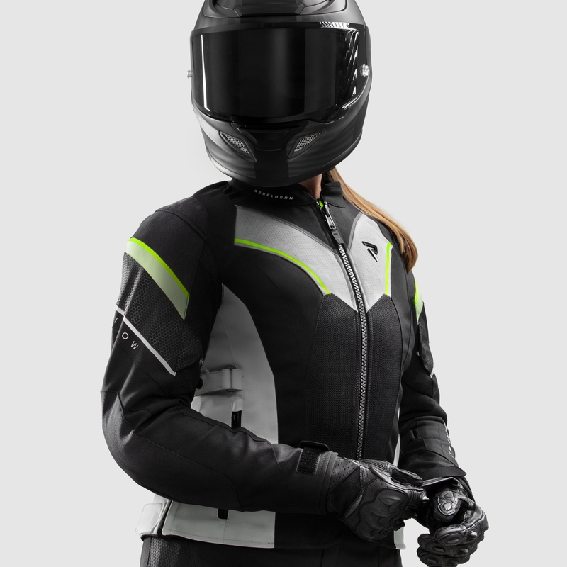 Kurtka motocyklowa damska Rebelhorn Hiflow V czarno-szaro-fluo-żółta