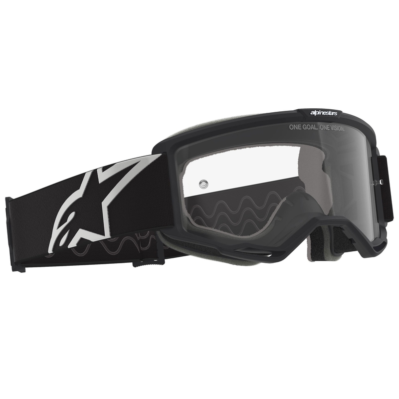 Gogle motocrossowe Alpinestars Vision OTG czarno-białe z przezroczystymi szkłami
