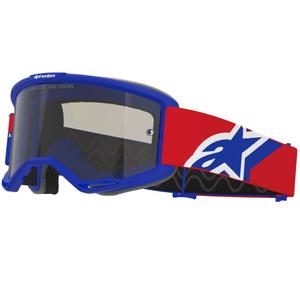 Gogle motocrossowe Alpinestars Vision Sand niebiesko-czerwono-białe z przyciemnianymi szkłami