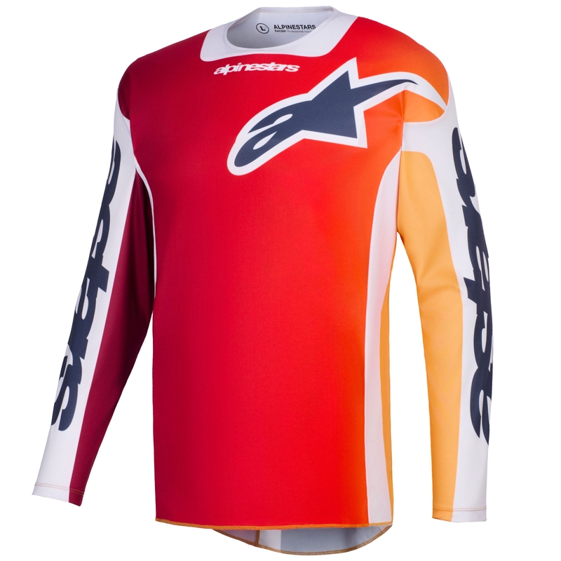 Koszulka motocrossowa Alpinestars Racer Portl w kolorze czerwono-pomarańczowo-jasnoszarym