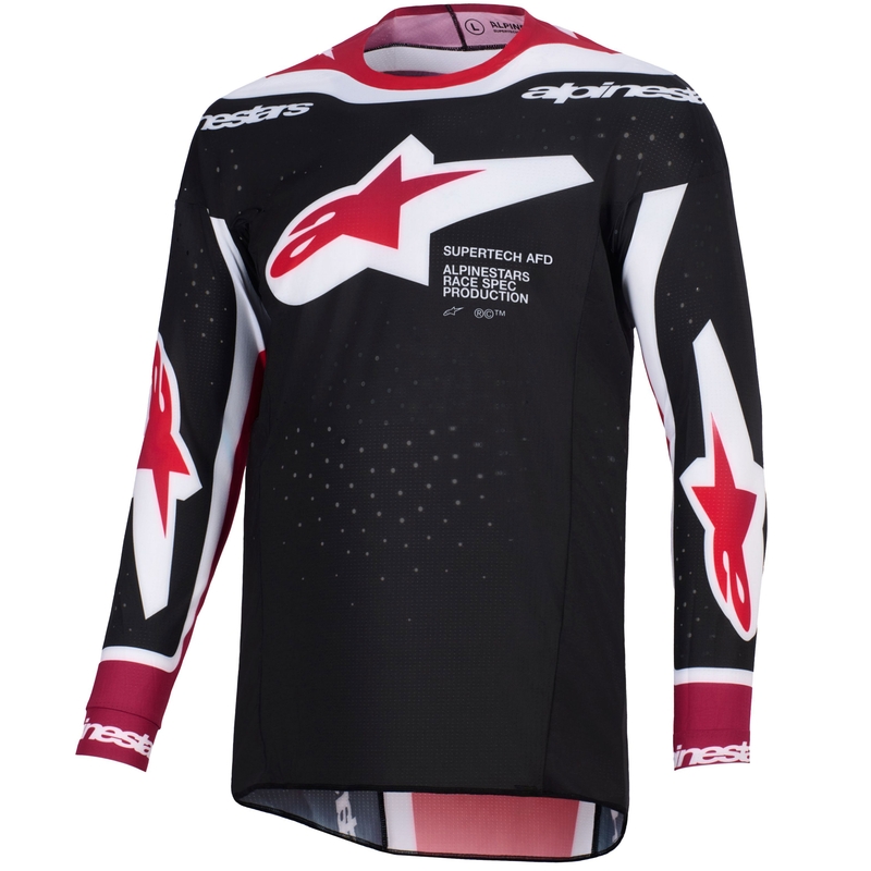 Koszulka motocrossowa Alpinestars Supertech Pro AFD Vista czarno-czerwono-biała