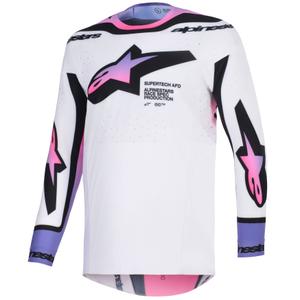 Koszulka motocrossowa Alpinestars Supertech Pro AFD Vista biało-fioletowo-czarna