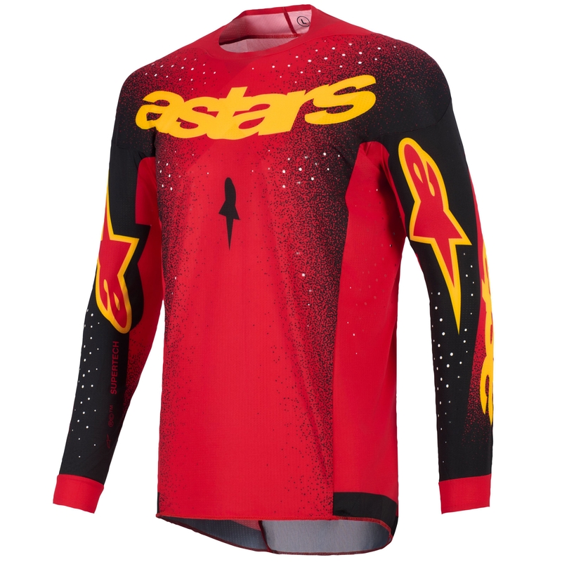 Koszulka motocrossowa Alpinestars Supertech Scenz w kolorze czerwono-czarno-żółtym