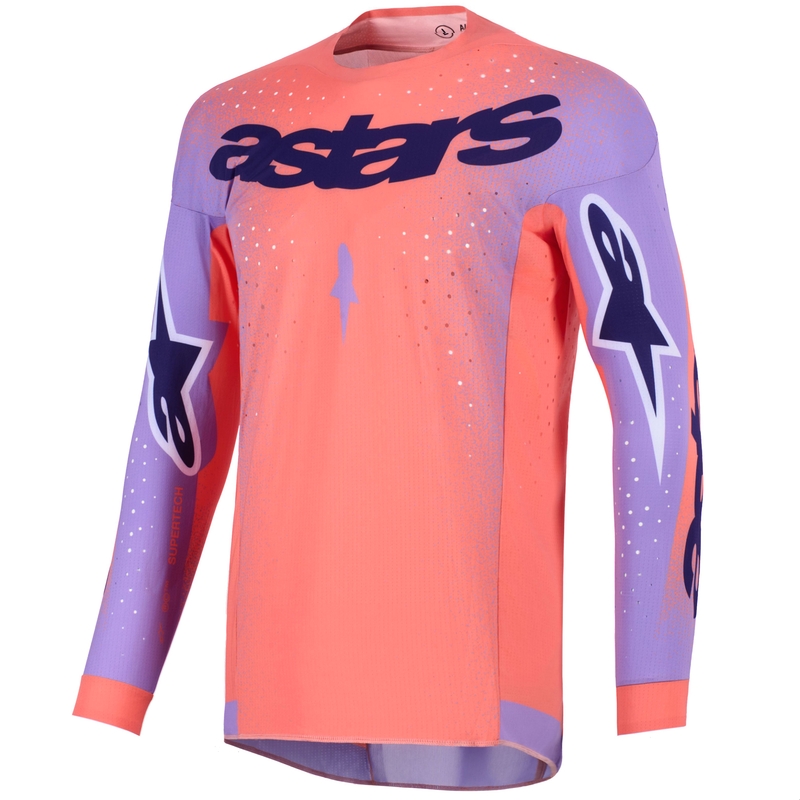 Koszulka motocrossowa Alpinestars Supertech Scenz w kolorze pomarańczowo-koralowo-fioletowym