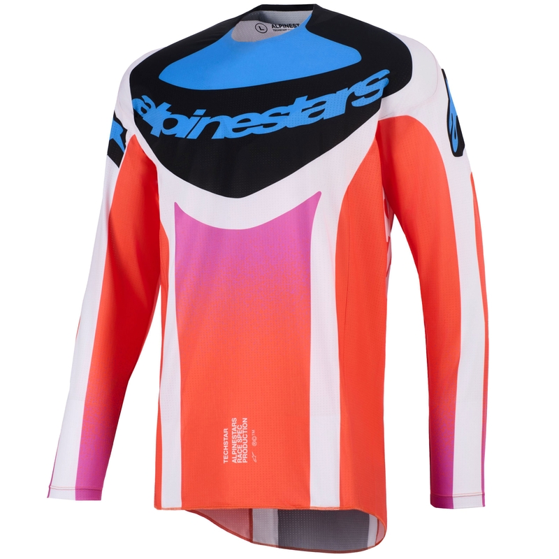 Koszulka motocrossowa Alpinestars Techstar Knif w kolorze jasnoszarym, pomarańczowo-fluo-czarnym