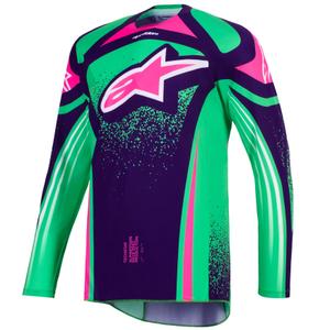 Koszulka motocrossowa Alpinestars Techstar Nomur w kolorze ciemnofioletowo-zielono-fluo-różowym