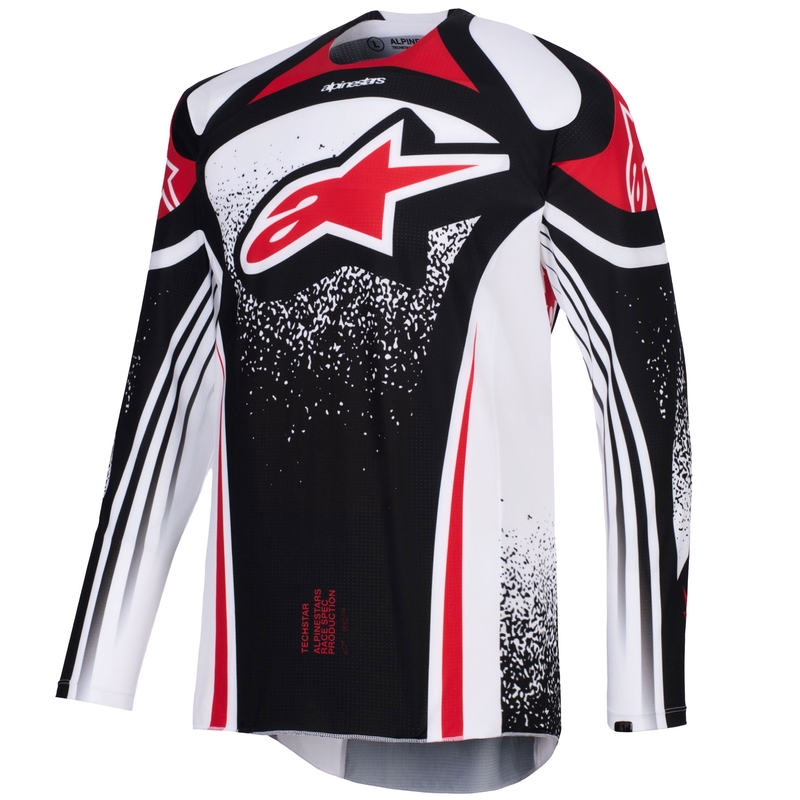 Koszulka motocrossowa Alpinestars Techstar Nomur czarno-biało-czerwona