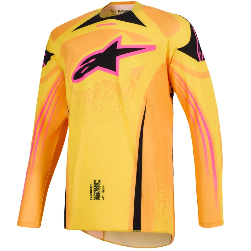 Koszulka motocrossowa Alpinestars Techstar Nomur pomarańczowo-żółto-różowa