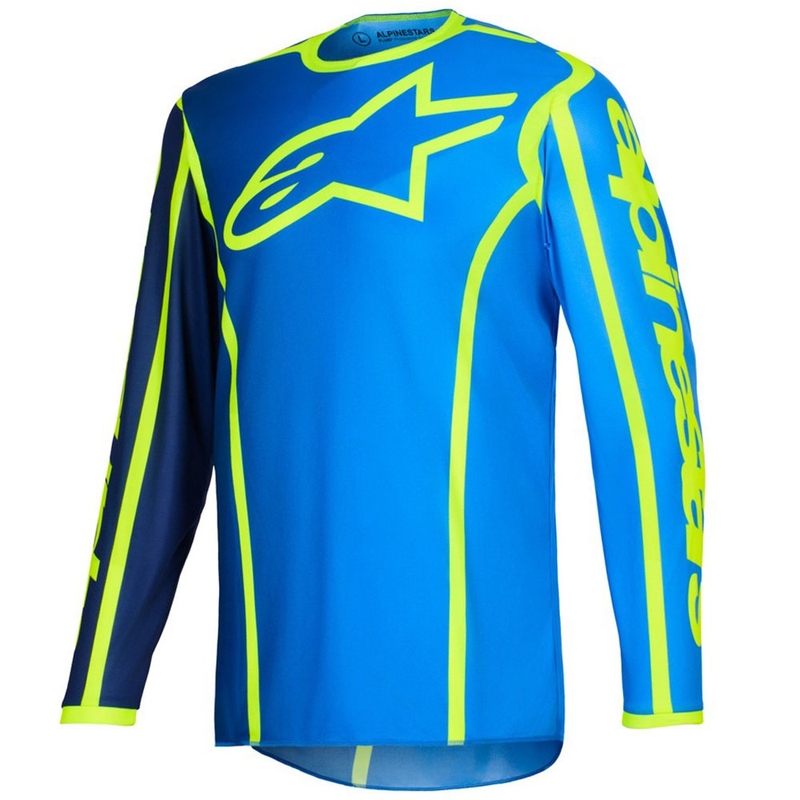 Koszulka motocrossowa Alpinestars Fluid Apex w kolorze niebiesko-fluo-żółtym