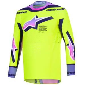 Koszulka motocrossowa Alpinestars Supertech Vista w kolorze fluorescencyjno-żółto-fioletowo-czarnym