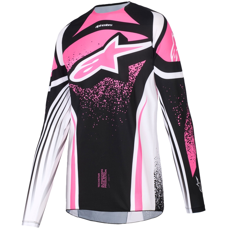 Koszulka motocrossowa damska Alpinestars Stella Techstar Nomur czarno-biało-różowa