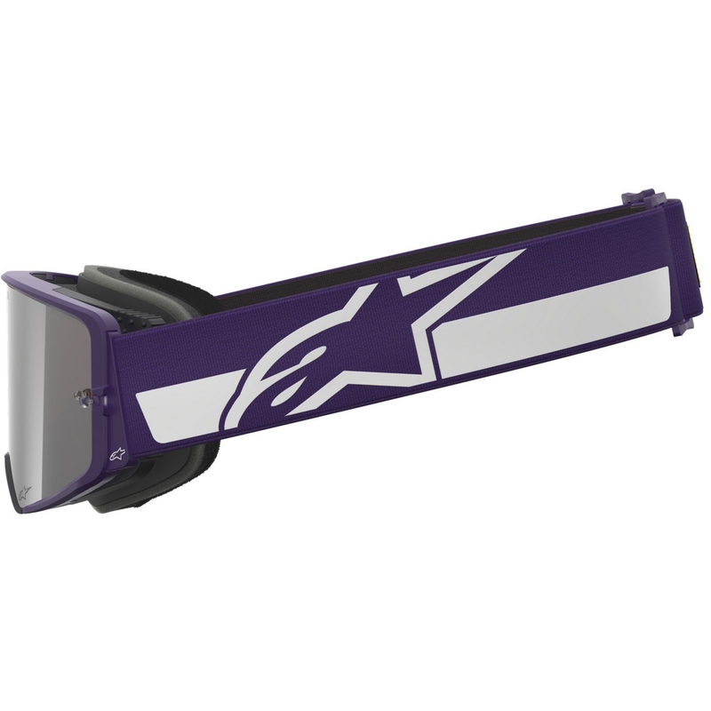 Gogle motocrossowe Alpinestars Supertech Vision Hunta96 XXV fioletowo-białe z lustrzanym srebrnym pleksiglasem