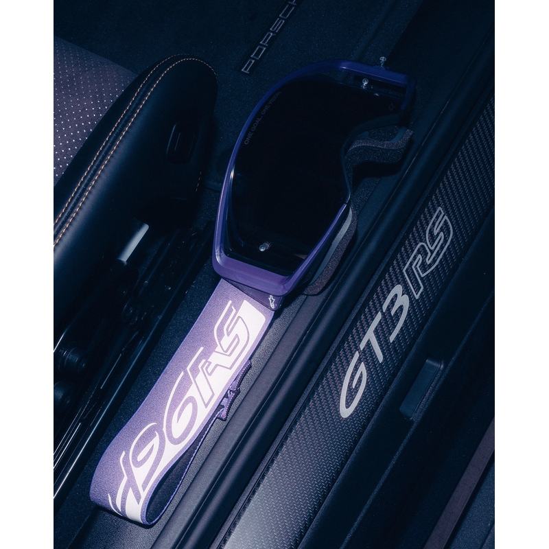 Gogle motocrossowe Alpinestars Supertech Vision Hunta96 XXV fioletowo-białe z lustrzanym srebrnym pleksiglasem