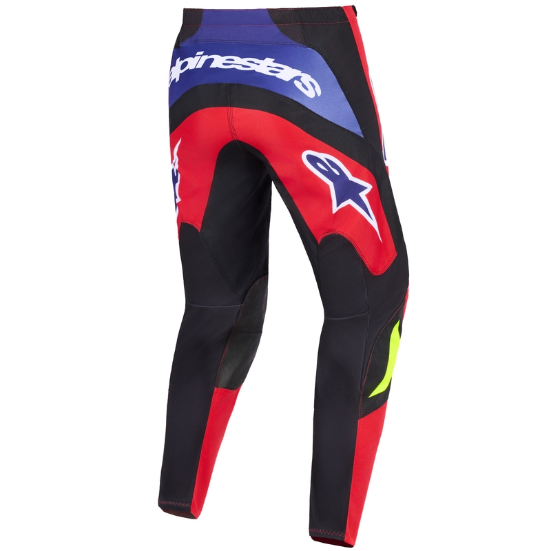 Spodnie motocrossowe Alpinestars Fluid Grid w kolorze czerwono-czarno-fioletowo-fluo-żółtym