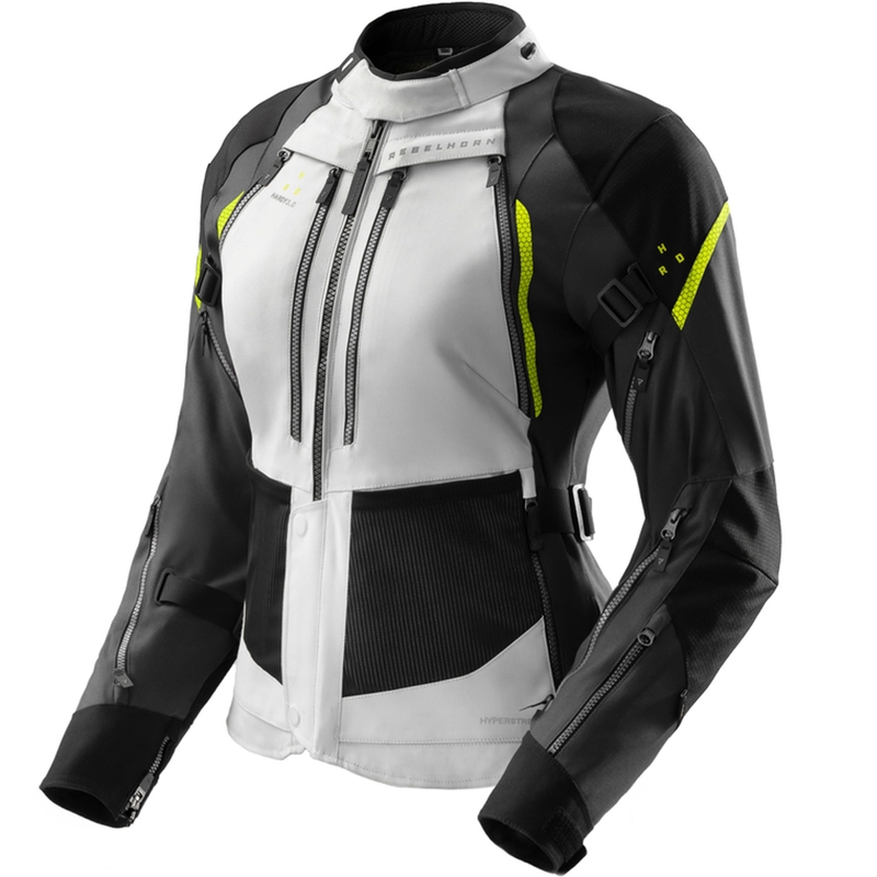 Kurtka motocyklowa damska Rebelhorn Hardy 3.0 czarno-szaro-fluo-żółta