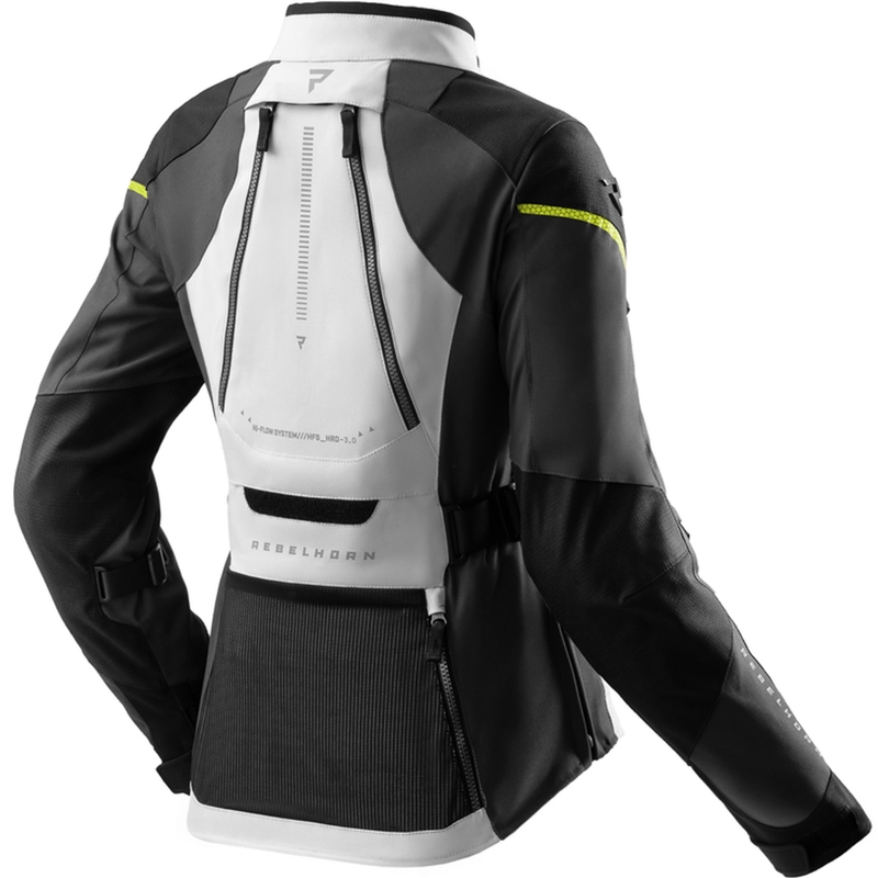 Kurtka motocyklowa damska Rebelhorn Hardy 3.0 czarno-szaro-fluo-żółta