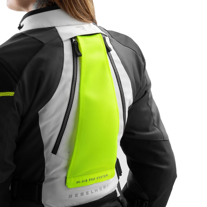 Kurtka motocyklowa damska Rebelhorn Hardy 3.0 czarno-szaro-fluo-żółta