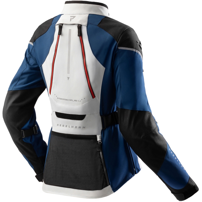 Damska kurtka motocyklowa Rebelhorn Hardy 3.0 niebiesko-szaro-czerwona
