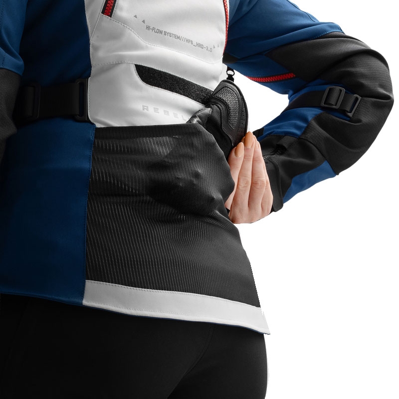 Damska kurtka motocyklowa Rebelhorn Hardy 3.0 niebiesko-szaro-czerwona