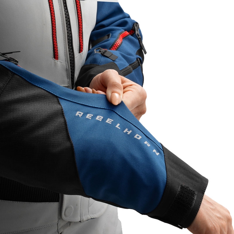Damska kurtka motocyklowa Rebelhorn Hardy 3.0 niebiesko-szaro-czerwona