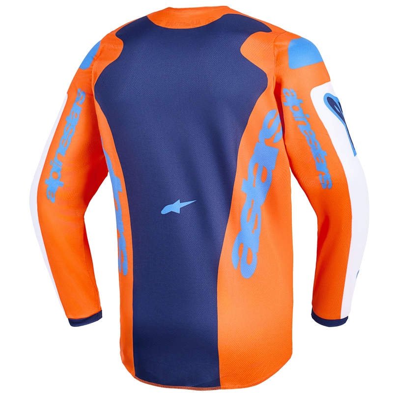 Koszulka motocrossowa dla dzieci Alpinestars Fluid Grid w kolorze pomarańczowo-niebiesko-białym