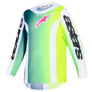 Koszulka motocrossowa dla dzieci Alpinestars Fluid Portl w kolorze zielono-biało-czarnym