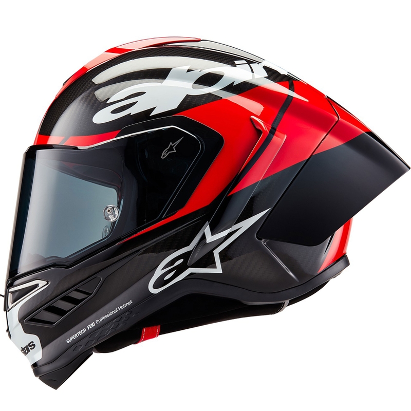 Kask motocyklowy integralny Alpinestars Supertech R-10 Element carbon fluo czerwono-biały