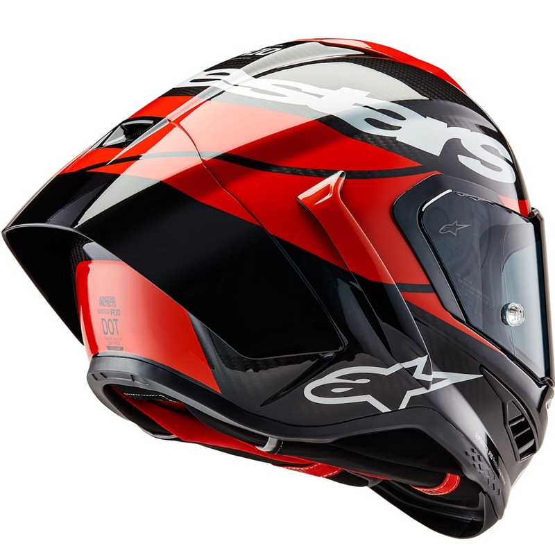 Kask motocyklowy integralny Alpinestars Supertech R-10 Element carbon fluo czerwono-biały