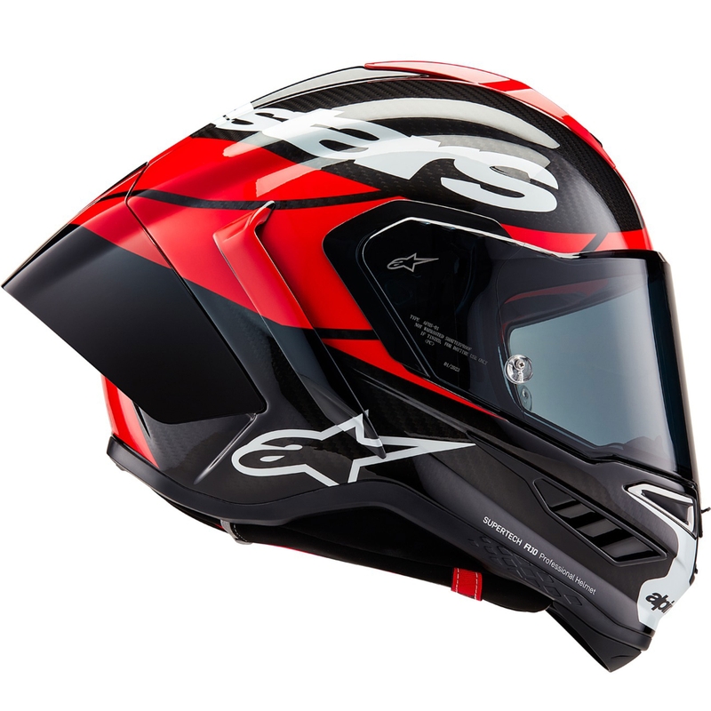 Kask motocyklowy integralny Alpinestars Supertech R-10 Element carbon fluo czerwono-biały