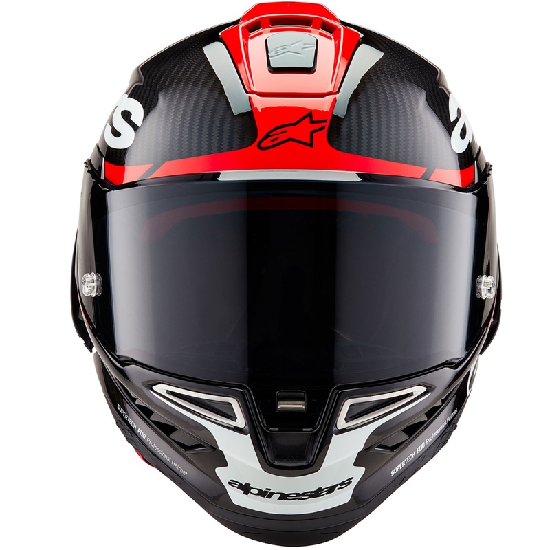 Kask motocyklowy integralny Alpinestars Supertech R-10 Element carbon fluo czerwono-biały