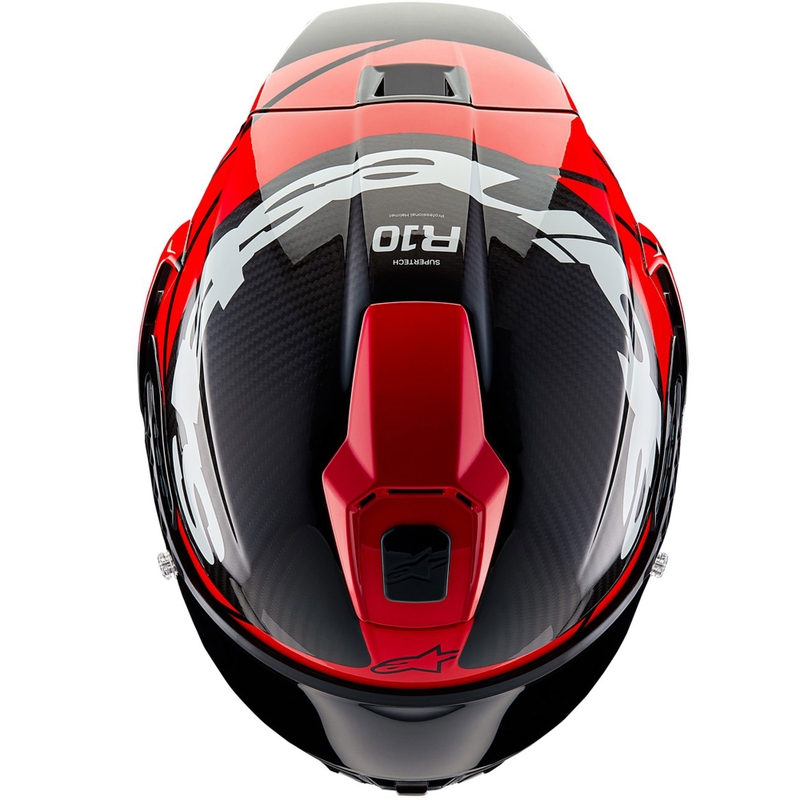 Kask motocyklowy integralny Alpinestars Supertech R-10 Element carbon fluo czerwono-biały