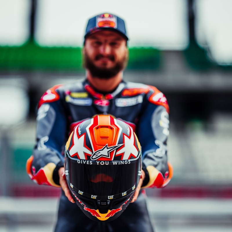 Kask motocyklowy integralny Alpinestars Supertech R-10 Element carbon fluo czerwono-biały