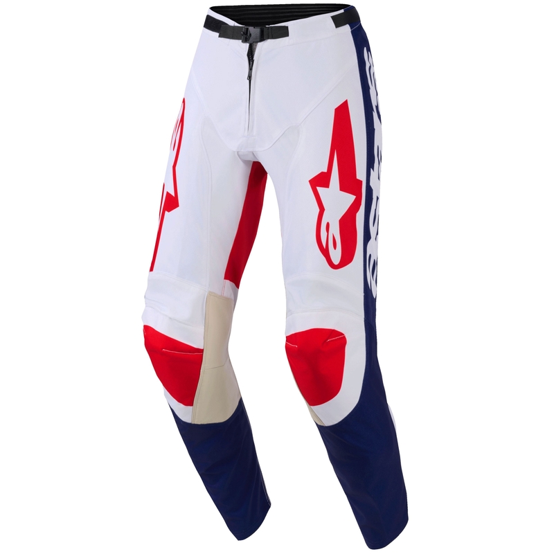 Spodnie motocrossowe Alpinestars Racer Riway biało-niebiesko-czerwone